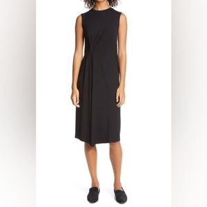 Vince Women's Black Rayon Sleeveless Jersey Gathered Front Midi Dress Small NWOT